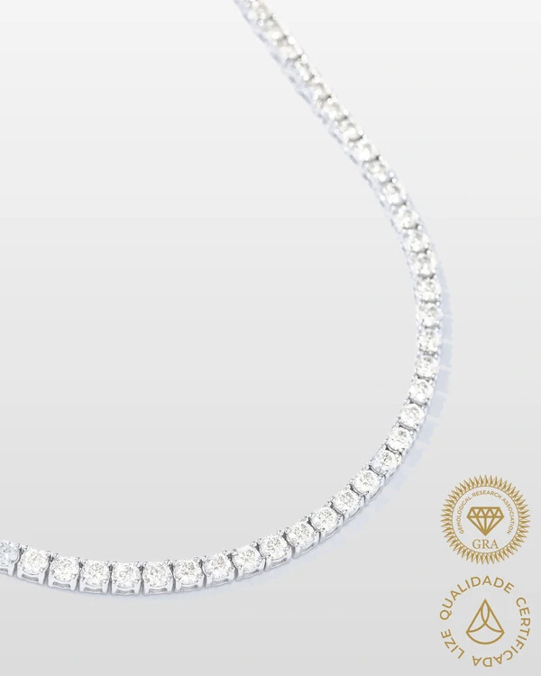 Colar Riviera Moissanite - Prata 925 (42 cm - 3 mm - 4 garras)