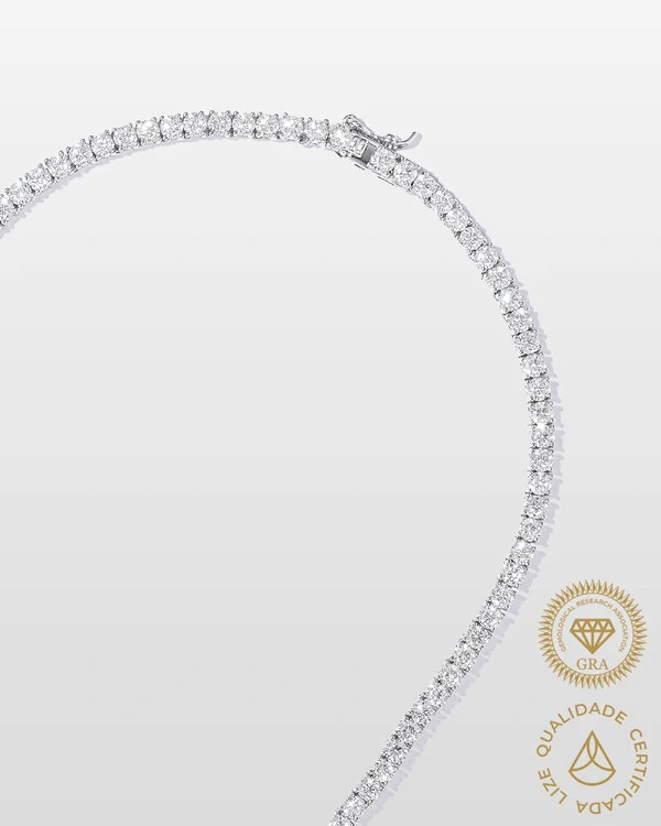 Colar Riviera Aurora Moissanite - 3 mm - 40cm Prata 925