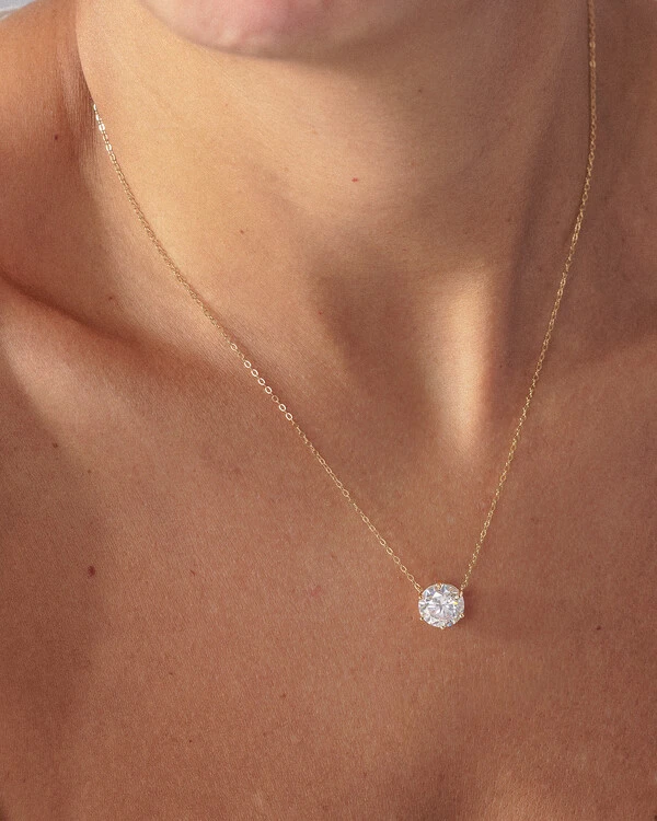 Colar Ponto de Luz Glitz - Moissanite - 9,5 mm - 3.5ct - Prata 925