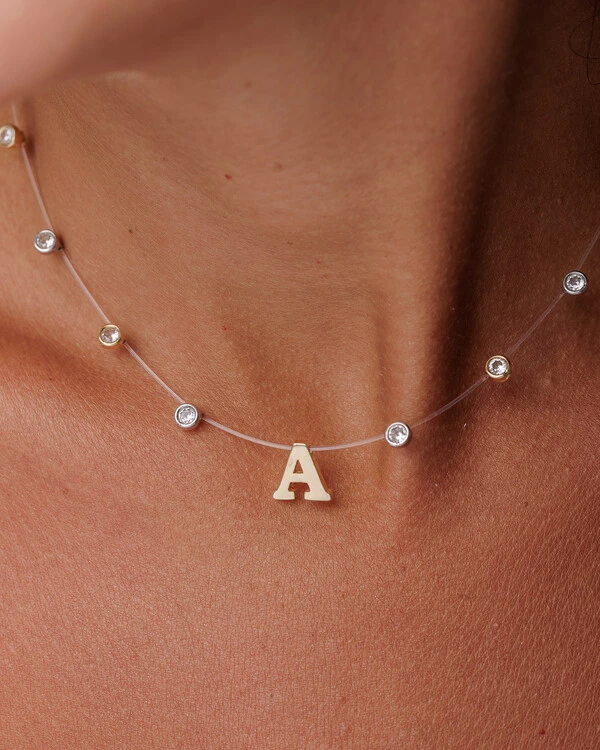 Colar Fio Invisível Inicial Luiza - Personalizado