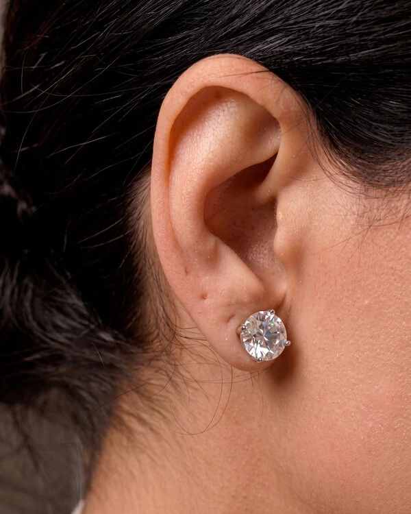 Brinco Ponto de Luz Moissanite 10 mm - 4.0ct - Prata 925