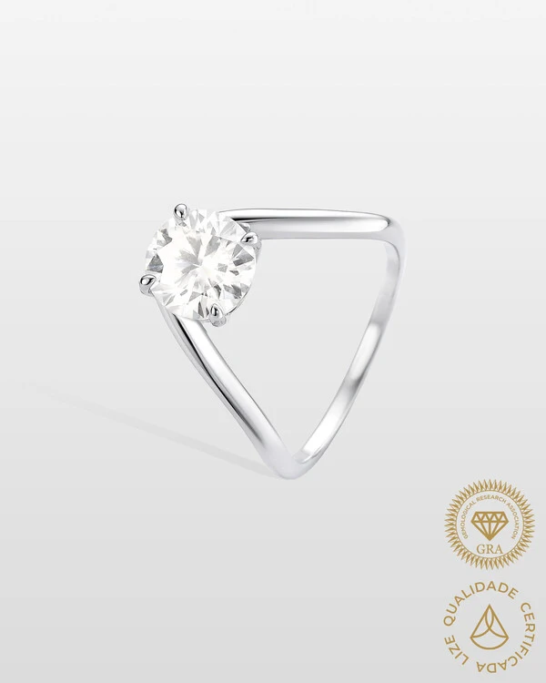 Anel Duplo Nalina - Moissanite - 8,0 mm - 2.2ct - Prata 925