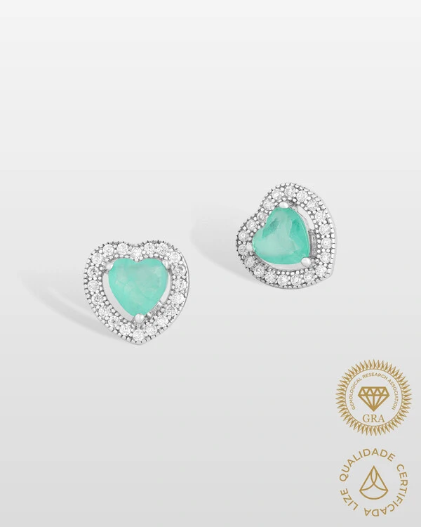 Brinco Coração Beatrice Moissanite 5x5 mm - Prata 925