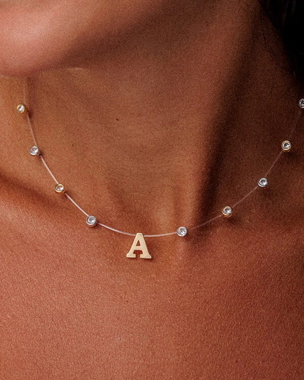Colar Fio Invisível Inicial Luiza - Personalizado