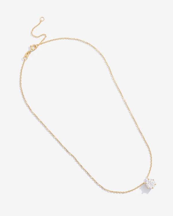 Colar Solitário Glitz - Moissanite 8,5 mm - 6 Garras - 2.5CT - Prata 925 - Banho ouro 18k