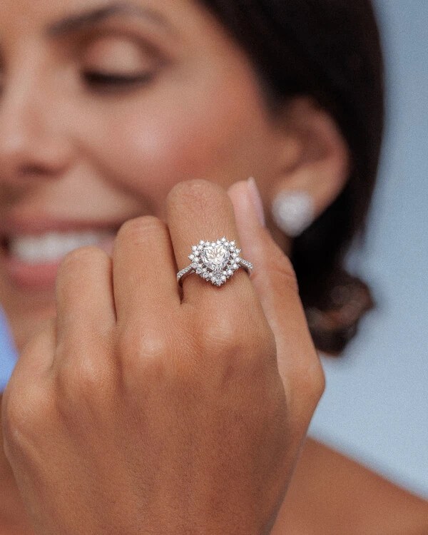 Anel Coração Amandine - Moissanite - 8mm - 2.54ct - Prata 925