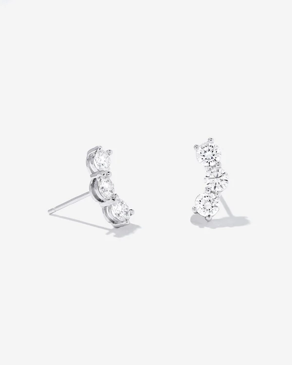 Brinco Ear Cuff Moissanite - 4 mm - prata 925