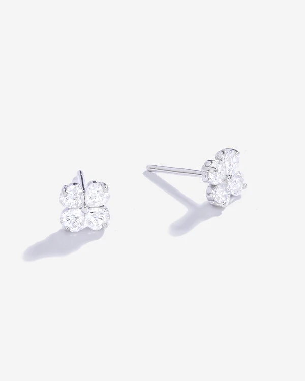 Brinco Trevo Moissanite Mini 3x3mm 0.8ct- Prata 925