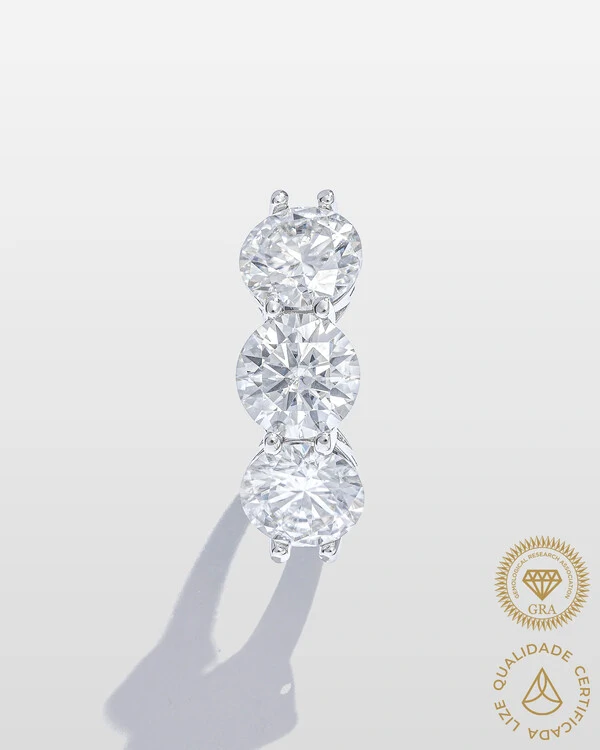 Anel Aparador Yildiz- Moissanite 8 mm - 2,0ct - Prata 925