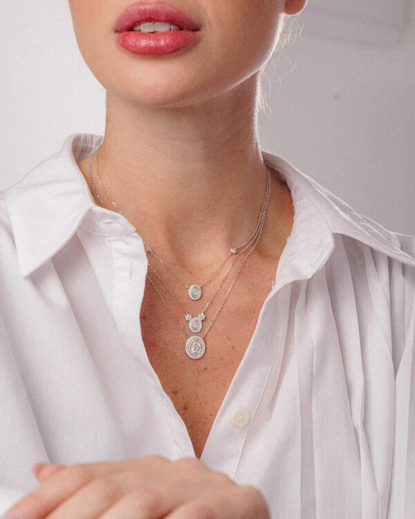 Colar Nossa Senhora das Graças Moissanite 1.2mm- 0.008ct - Prata 925