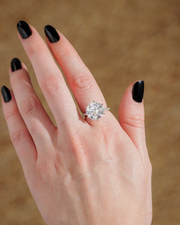 Anel Solitário Moissanite Cibeli - 12mm- 6.0 ct - Prata 925
