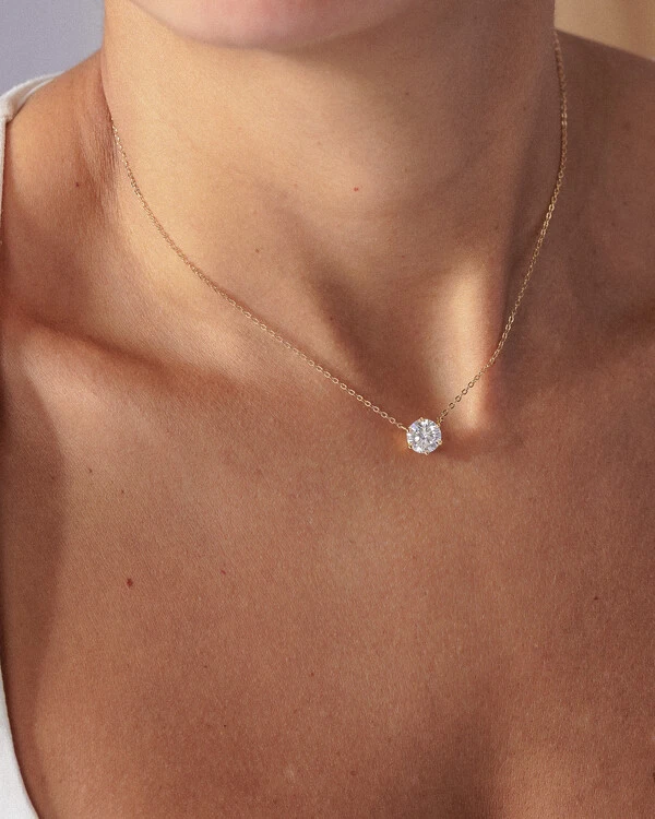 Colar Ponto de Luz Glitz - Moissanite - 9,5 mm - 3.5ct - Prata 925
