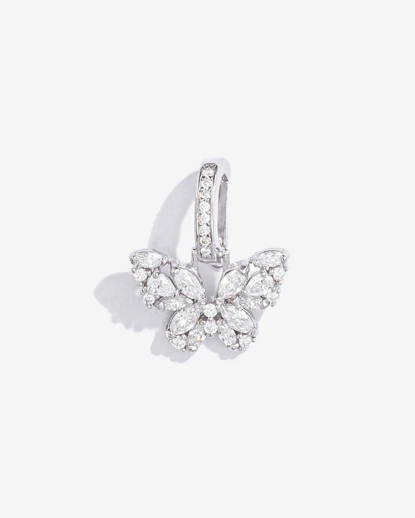 Pingente Borboleta Cristalina - Moissanite - 2,4 mm - 0.68ct - Prata 925
