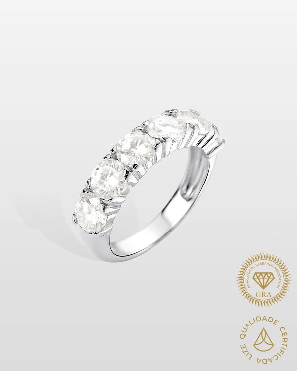 Anel Aparador Eternity - Moissanite 5 mm - 0.5ct - Prata 925