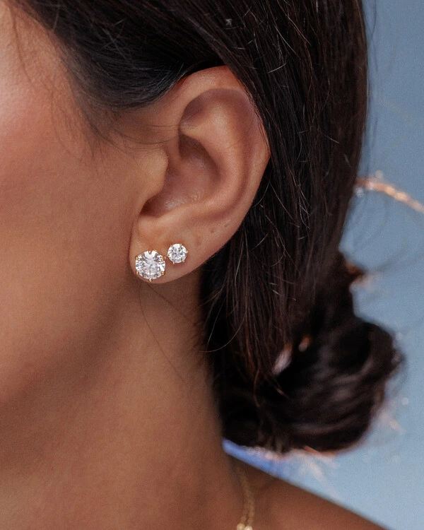 Brinco Glitz - Moissanite 8 mm - 4.0ct - 6 garras - Prata 925
