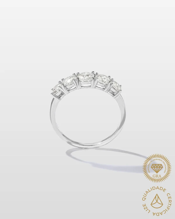 Anel Aparador Mona Moissanite - 5 mm - Prata 925