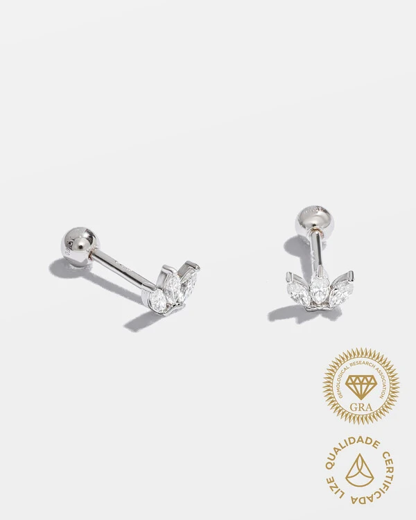 Piercing Naya - Moissanite 1.5x3mm - 0.3ct - Prata 925 (Tarraxa Baby)