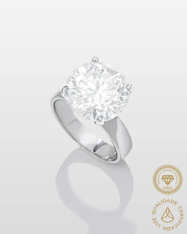 Anel Ivis - Moissanite 12,5mm - 7.0ct - Prata 925