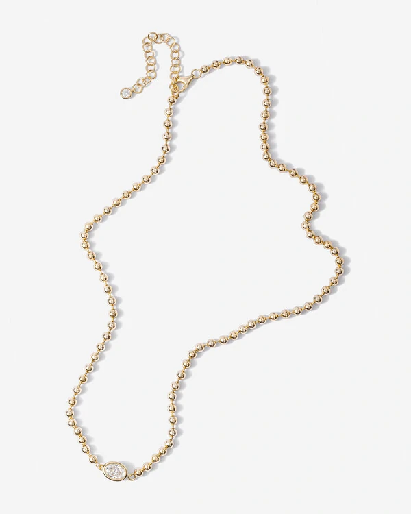 Colar de Bolinhas Kelly - Moissanite 5 mm x 7 mm - 1.0ct - Prata 925