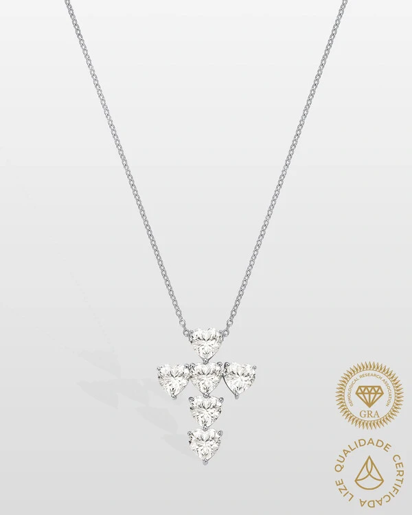 Colar Cruz Bianca - Moissanite - 4.8 ct - Prata 925