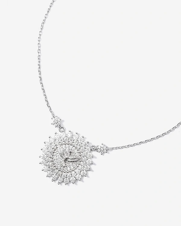 Colar Divino Espirito Santo- Moissanite - ct -Prata 925