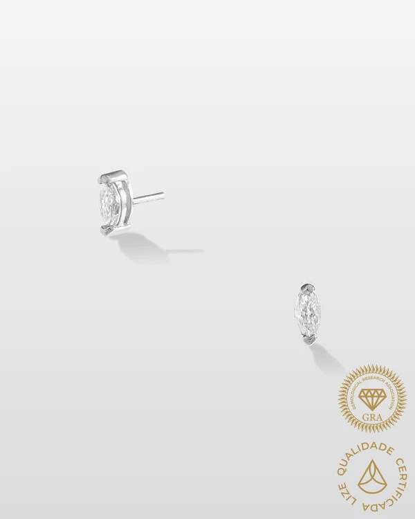 Brinco Pietra (PP) Moissanite 2.5x5mm - 0.22ct - Prata 925