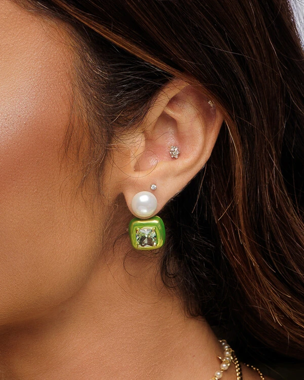 Brinco Ear Jacket Lime Pearl