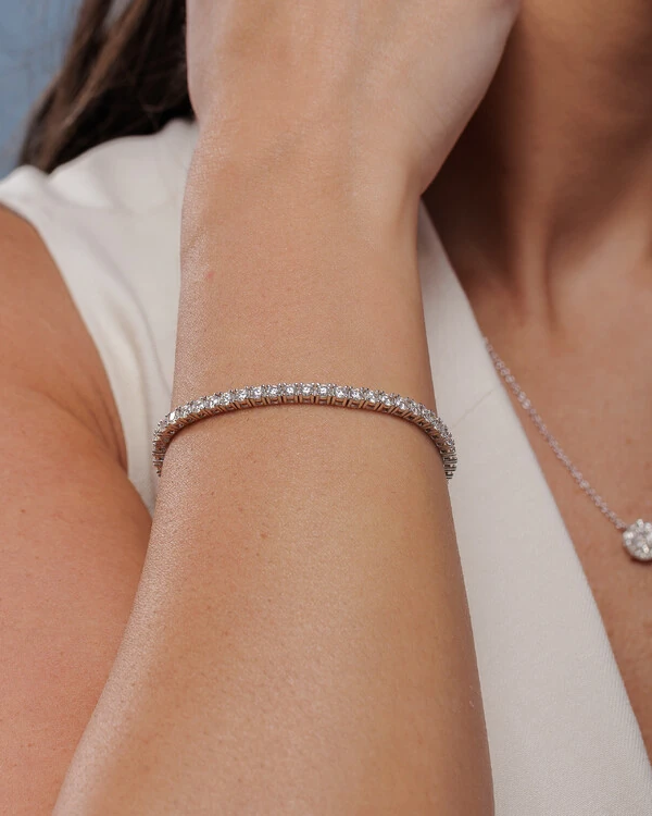 Pulseira Riviera Aurora 18 cm - Moissanite 0.5ct - 4 mm - Prata 925