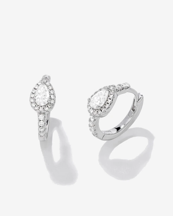 Brinco Argola Moissanite Lyra - 5 mm - 0.92ct - Prata 925