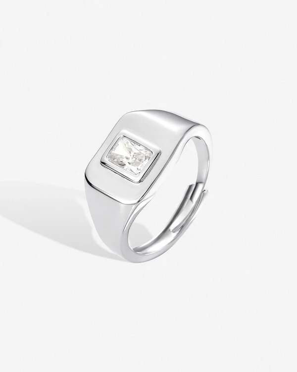 Anel Mindinho Princess Ajustável - Moissanite - 6 mm- 0.8ct - Prata 925