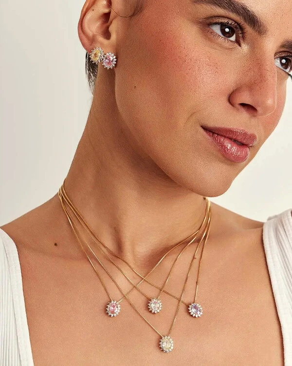 Conjunto Colar e Brinco Oval Mari