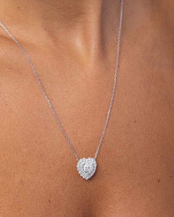 Colar Coração Di Luce Moissanite - 7 mm - 1.2ct - Prata 925