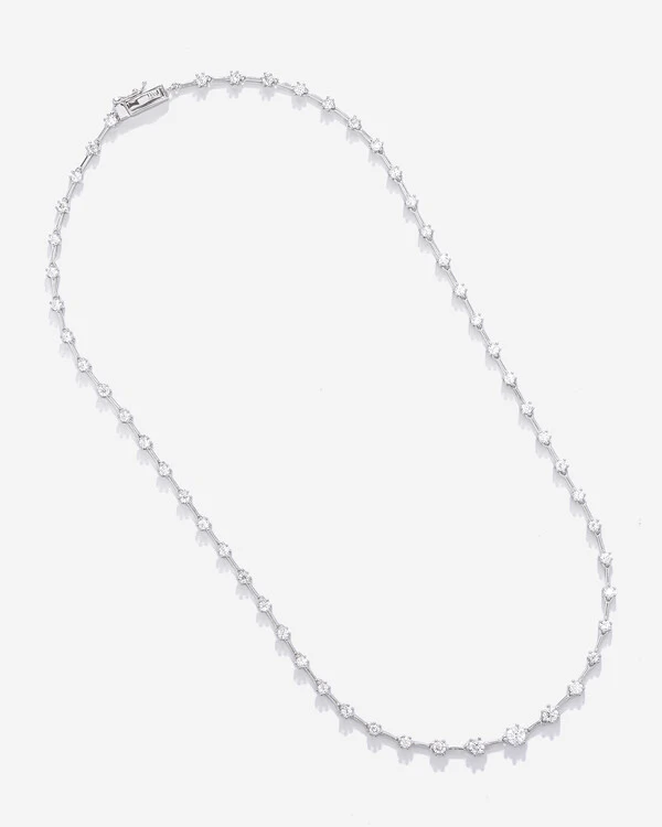 Colar Riviera Fio Faca Laiza- Moissanite - 6mm- 13,2ct - Prata 925