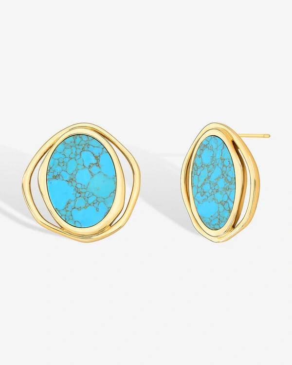 Brinco Oval Turquesa