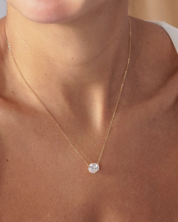 Colar Ponto de Luz Glitz - Moissanite - 9,5 mm - 3.5ct - Prata 925