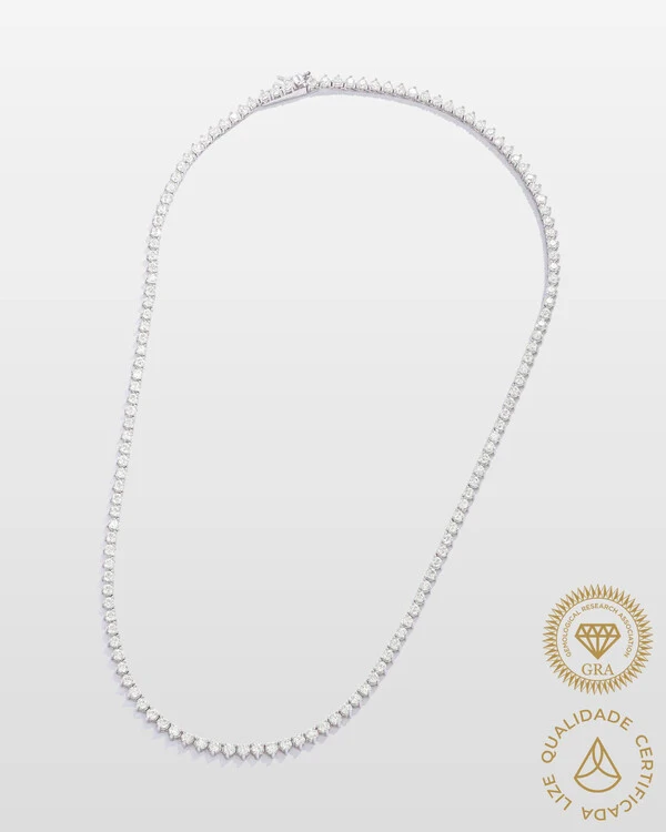 Colar Riviera Moissanite - Prata 925 (40 cm - 2,5 mm - 3 garras)