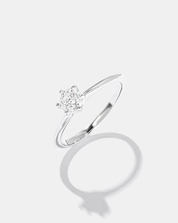 Anel Solitário Évora - Moissanite - 5mm- 0.5ct - Prata 925