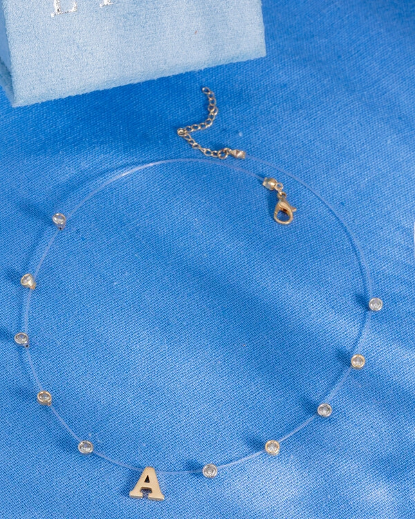Colar Fio Invisível Inicial Luiza - Personalizado