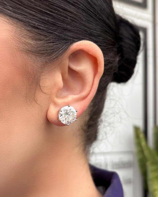 Brinco Glitz - Moissanite - 12,5 mm - 14ct - 6 Garras - Prata 925