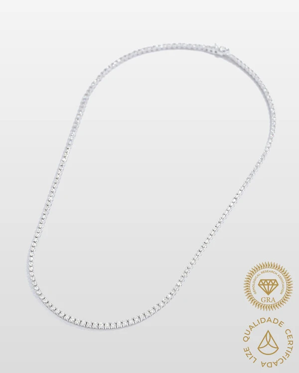 Colar Riviera Moissanite - Prata 925 (45 cm - 2 mm - 4 garras)