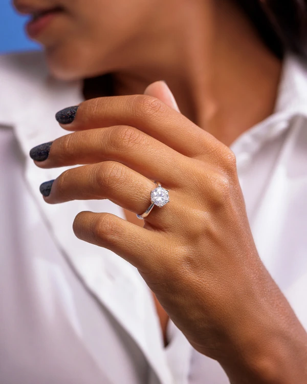 Anel Solitário Moissanite 10 mm- Prata 925