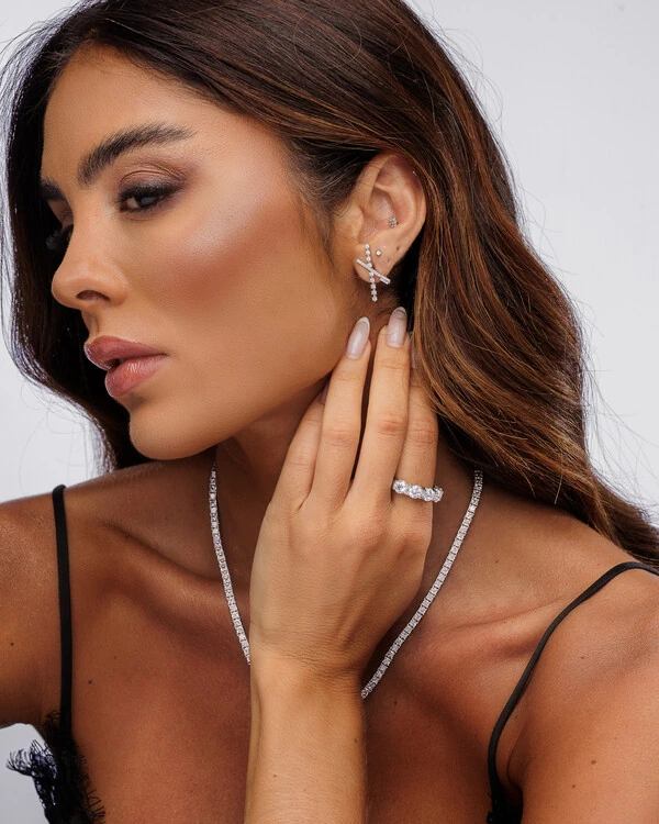 Brinco Ear Cuff X - Prata 925