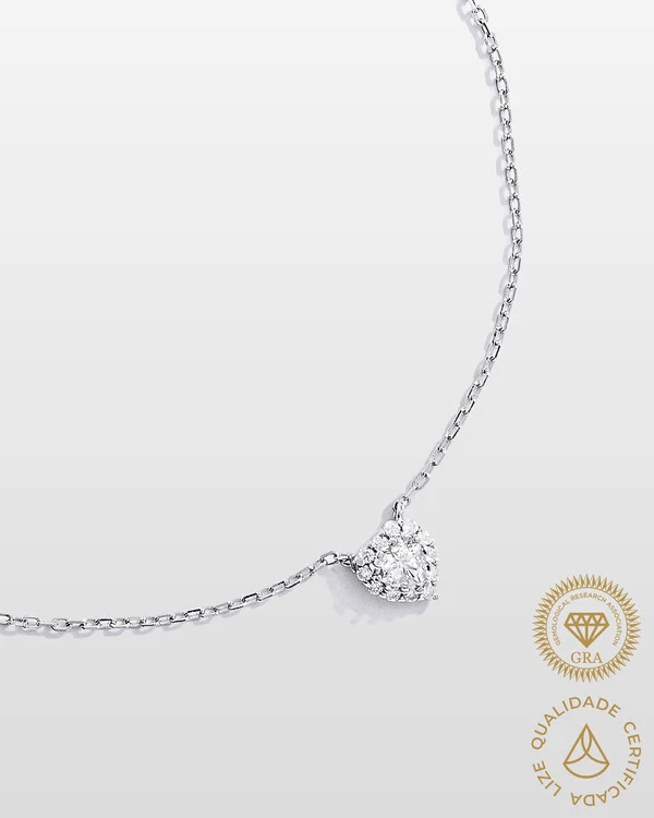 Colar Penélope - Moissanite 4x4 mm - 0.5ct - Prata 925