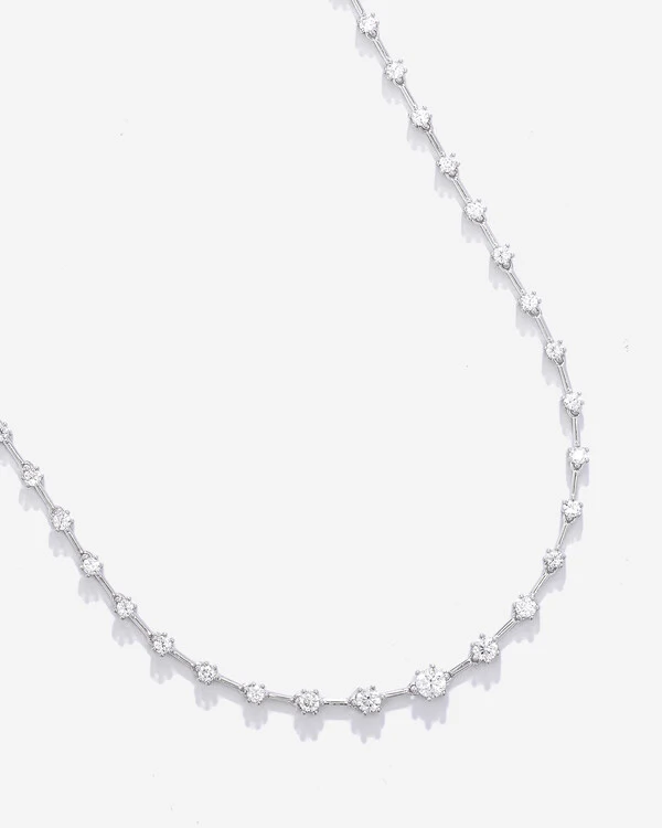 Colar Riviera Fio Faca Laiza- Moissanite - 6mm- 13,2ct - Prata 925