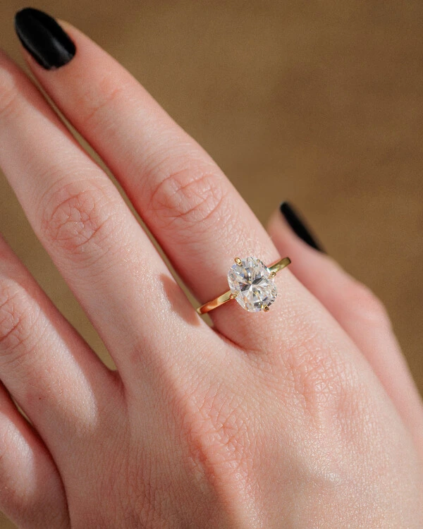 Anel Solitário Elena - Moissanite - 10 mm- 4.0ct - 4 Garras - Prata 925