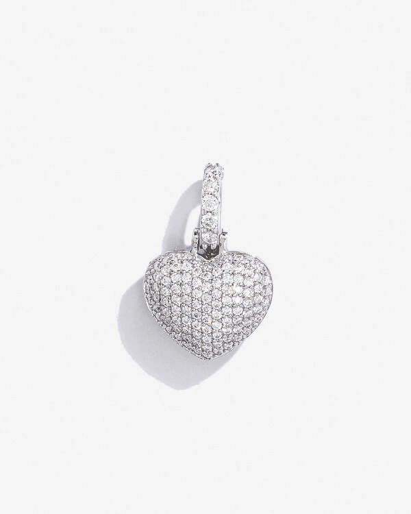 Pingente Coraçao Cristalino - Moissanite - 0.896ct - Prata 925