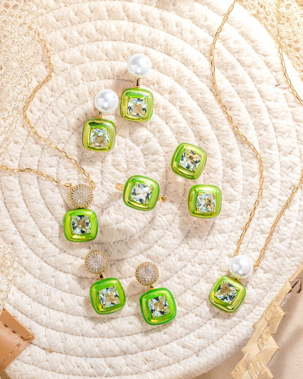 Brinco Ear Jacket Lime Pearl