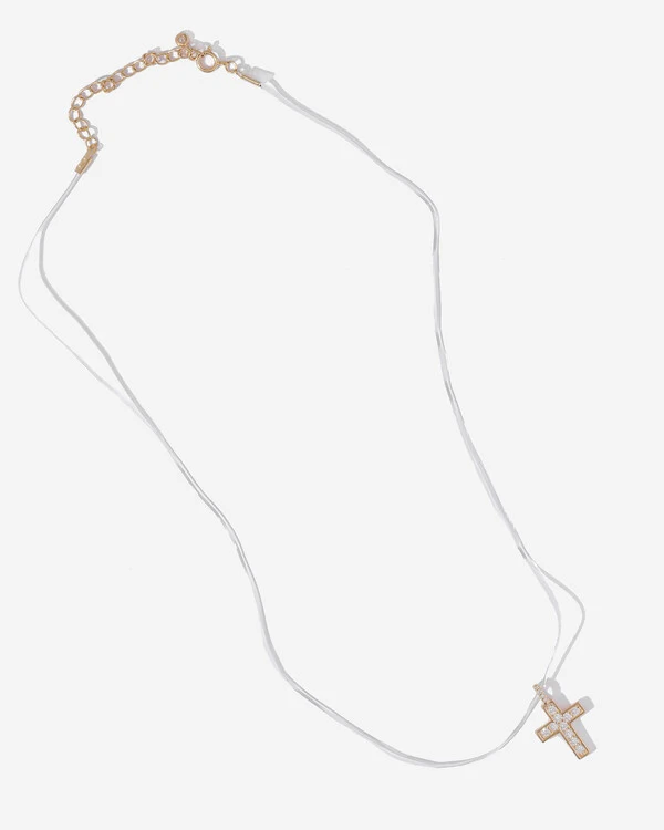 Colar Fio Invisível & Cruz Catary Moissanite 2,0mm - 0.4ct - Prata 925