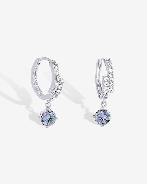 Brinco Argola Lumini Moissanite Ciano - 5 mm - 0.5ct - Prata 925