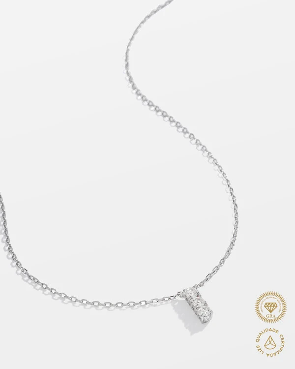 Colar Vitta Moissanite 3mm x 3 - 0.3ct - Prata 925